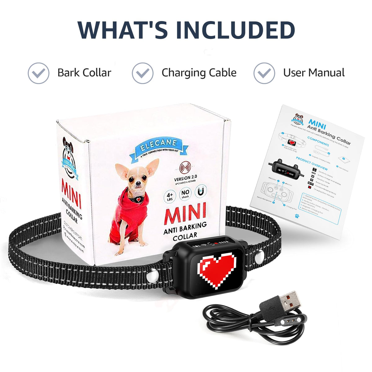 Small Dogs Bark Collar with Magnetic Charging S6069