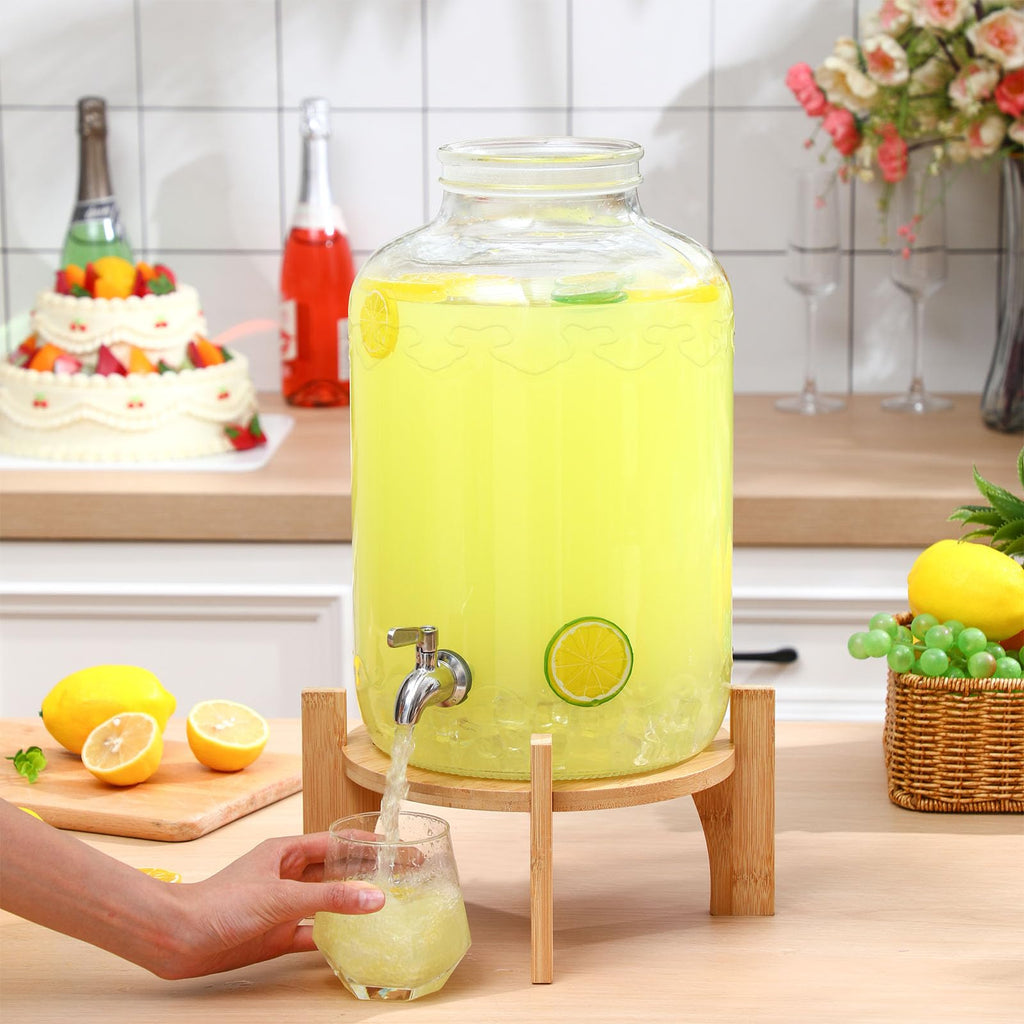 3 Gallon Glass Beverage Dispenser with Stand I142