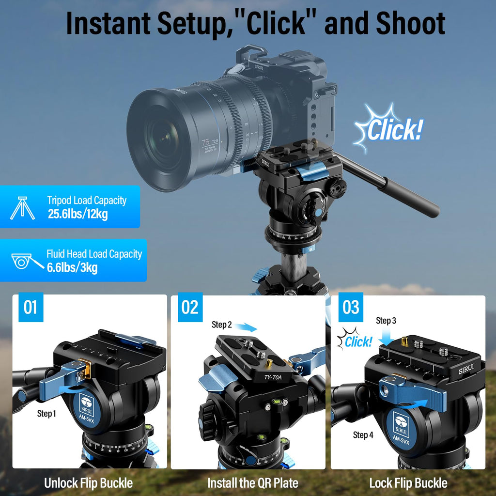 Carbon Fiber Camera Tripod with Fluid Head K56451