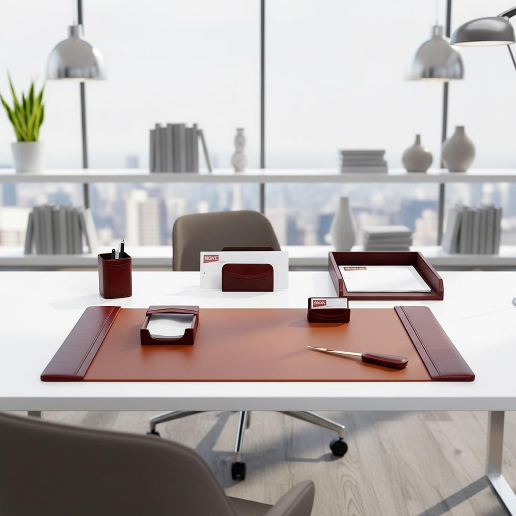Leather 7-Piece Desk Set D893