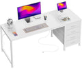 55.1 Inch White Desk with Power Outlets and USB-C Port X74268
