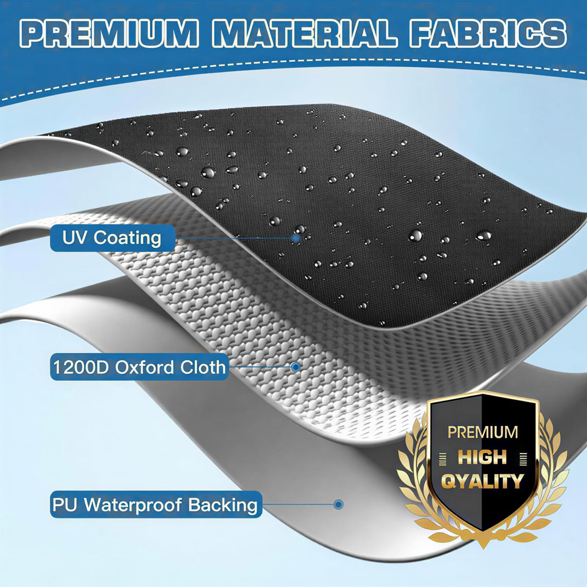 1200D Heavy Duty Waterproof Boat Cover 14-16ft Black F54363