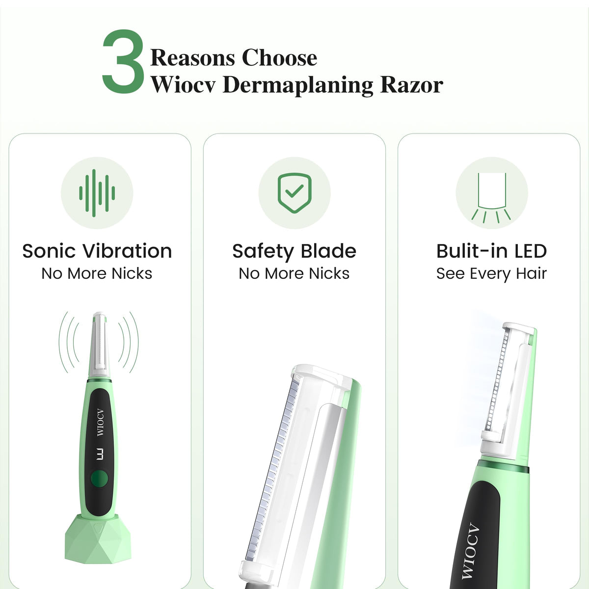 Green Electric Facial Razor A693