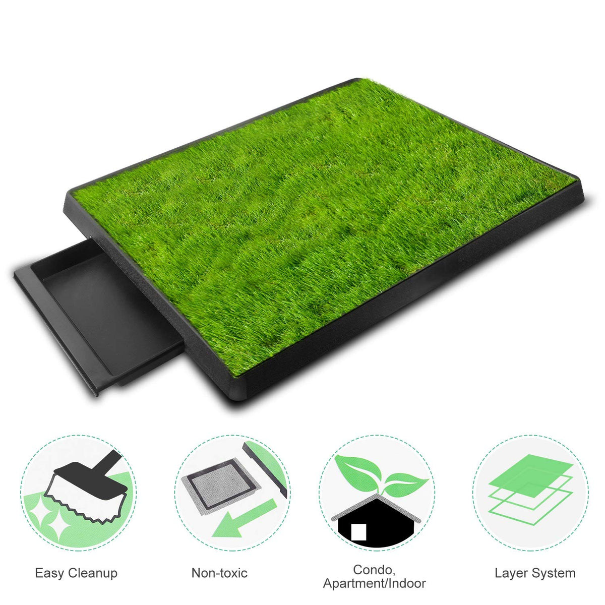 Artificial Grass Dog Potty Mat with Removable Waste Tray D6164