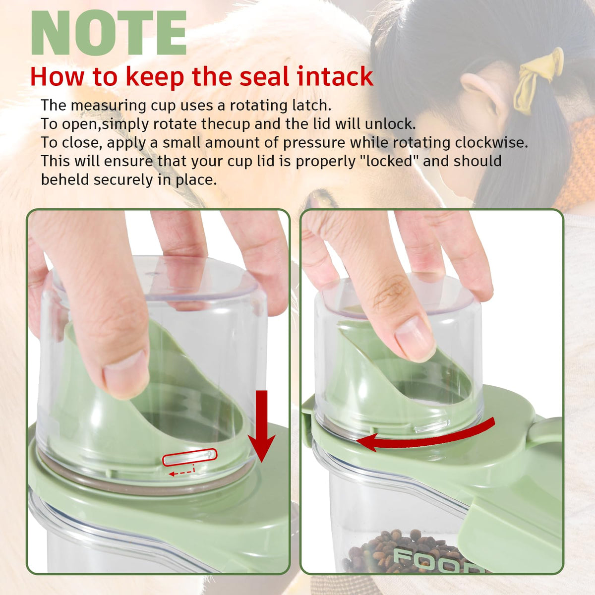 Airtight Pet Food Storage Container with Measuring Cups G864546