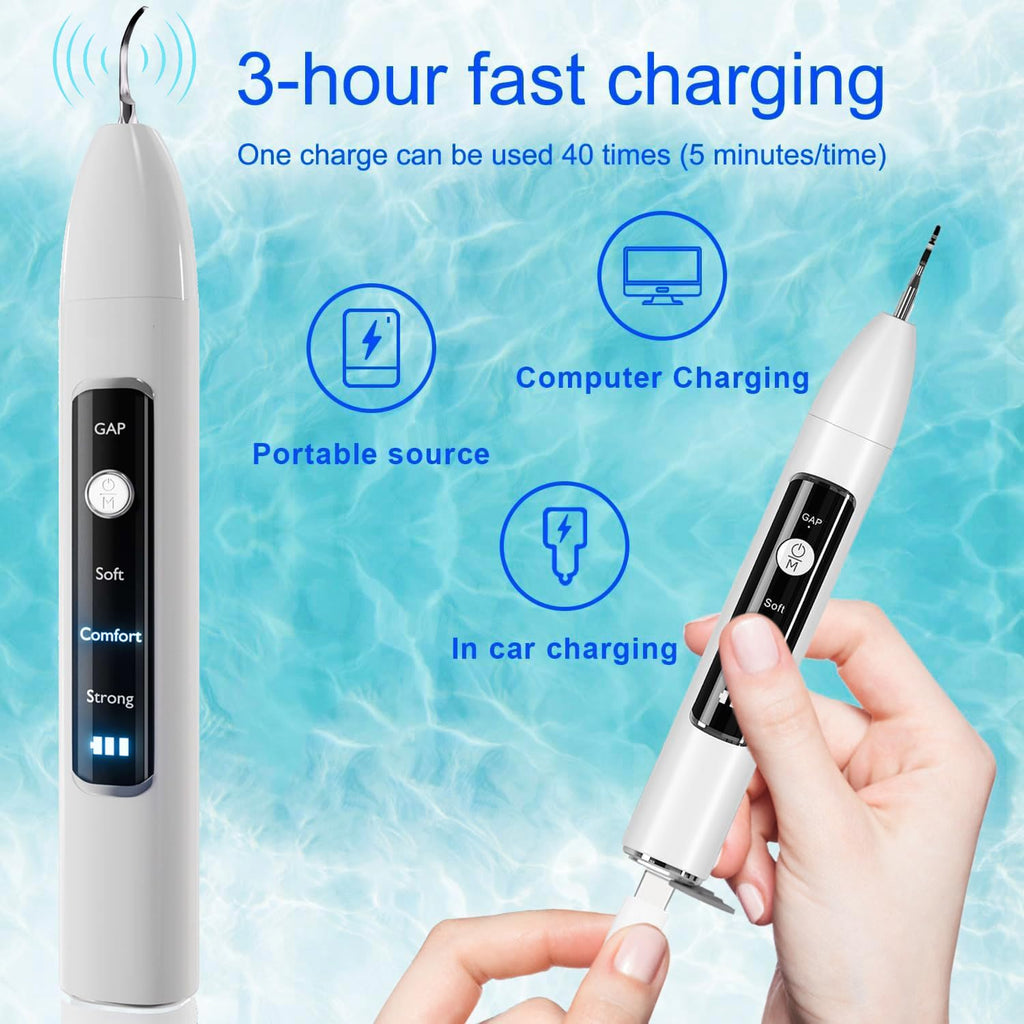 Ultrasonic Pet Dental Cleaner with 4 Tips, 3 Modes, LED, White W949