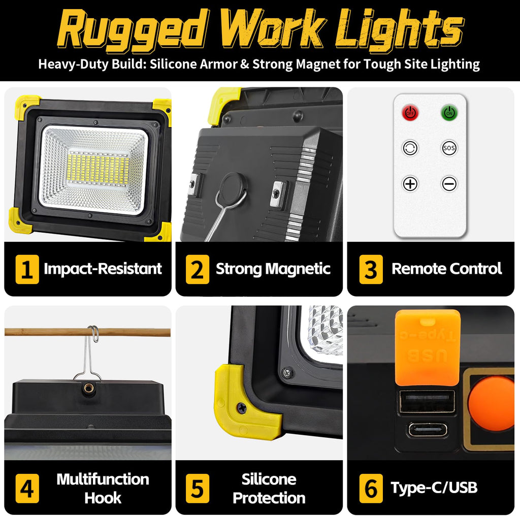 12000mAh Rechargeable Magnetic LED Work Light IP65 Waterproof 4 Modes G69294