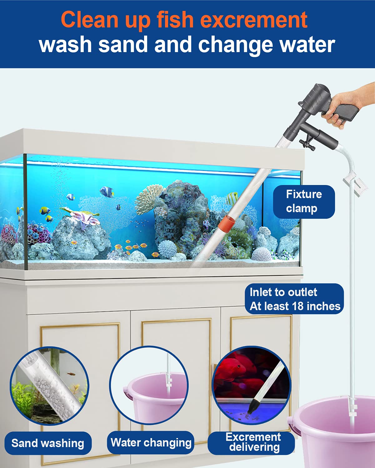 Aquarium Gravel Cleaner Vacuum Fish Tank Cleaner Kit X771338