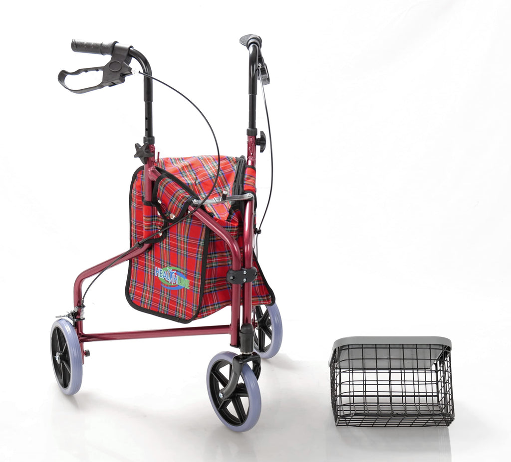 Aluminum 3 Wheels Foldable Rollator Walker with Basket Q61074