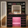 Full Length Mirror Vanity Desk with LED Mirror and 11 Drawers K52690