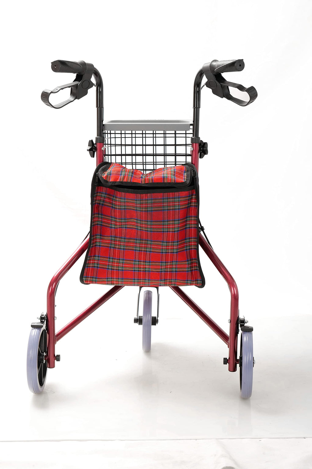 Aluminum 3 Wheels Foldable Rollator Walker with Basket Q61074