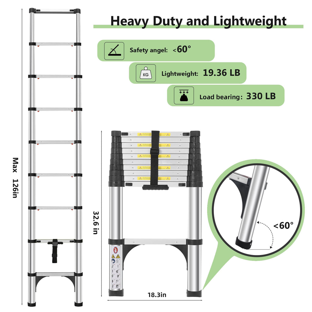 Telescoping Aluminum Ladder with Hooks I81707