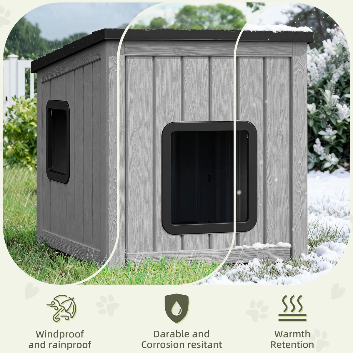 Weatherproof Outdoor Cat House with Air Holes H599137