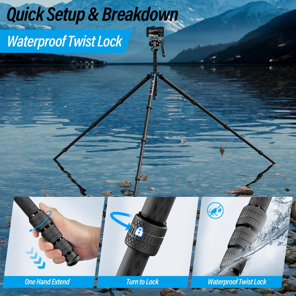 Carbon Fiber Camera Tripod with Fluid Head K56451