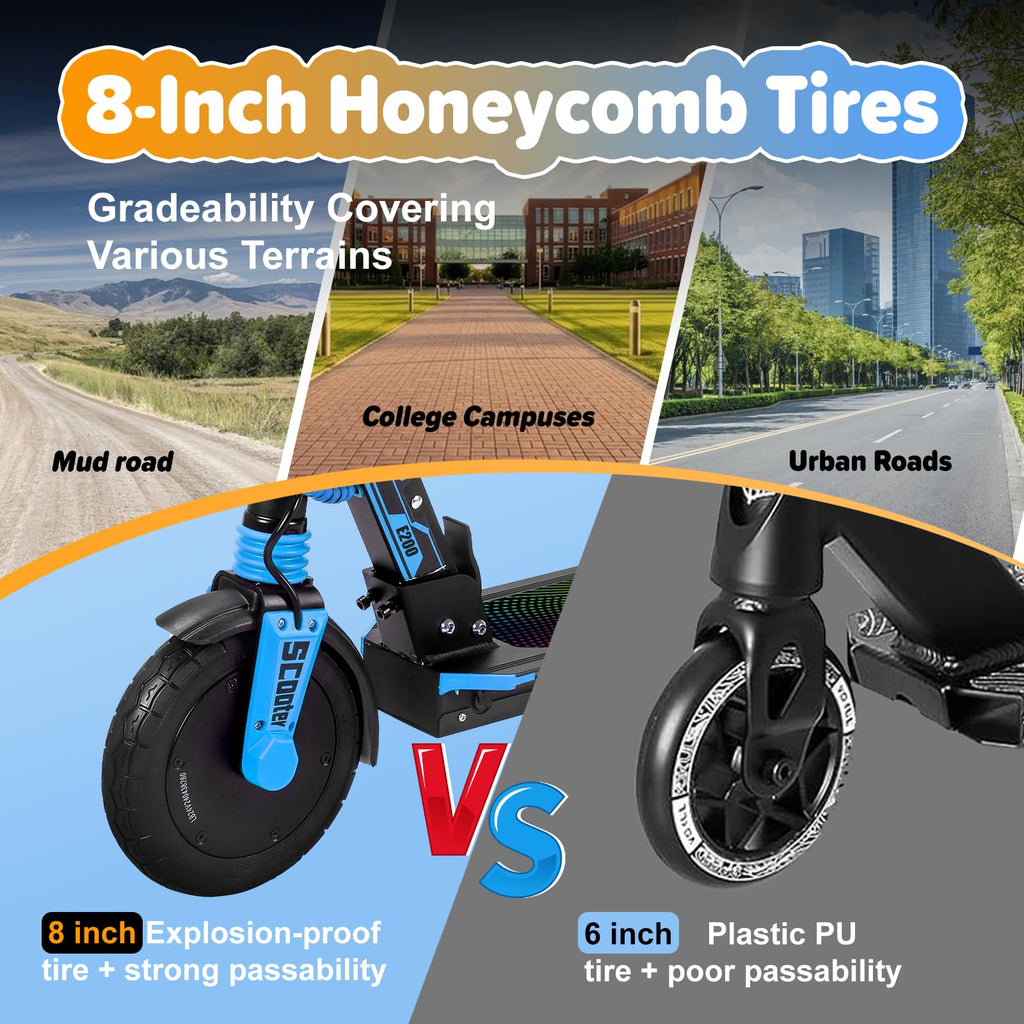 Electric Scooter Kids 8-16, 8-8.5" Solid Tires, 200-350W, UL2272 Z595