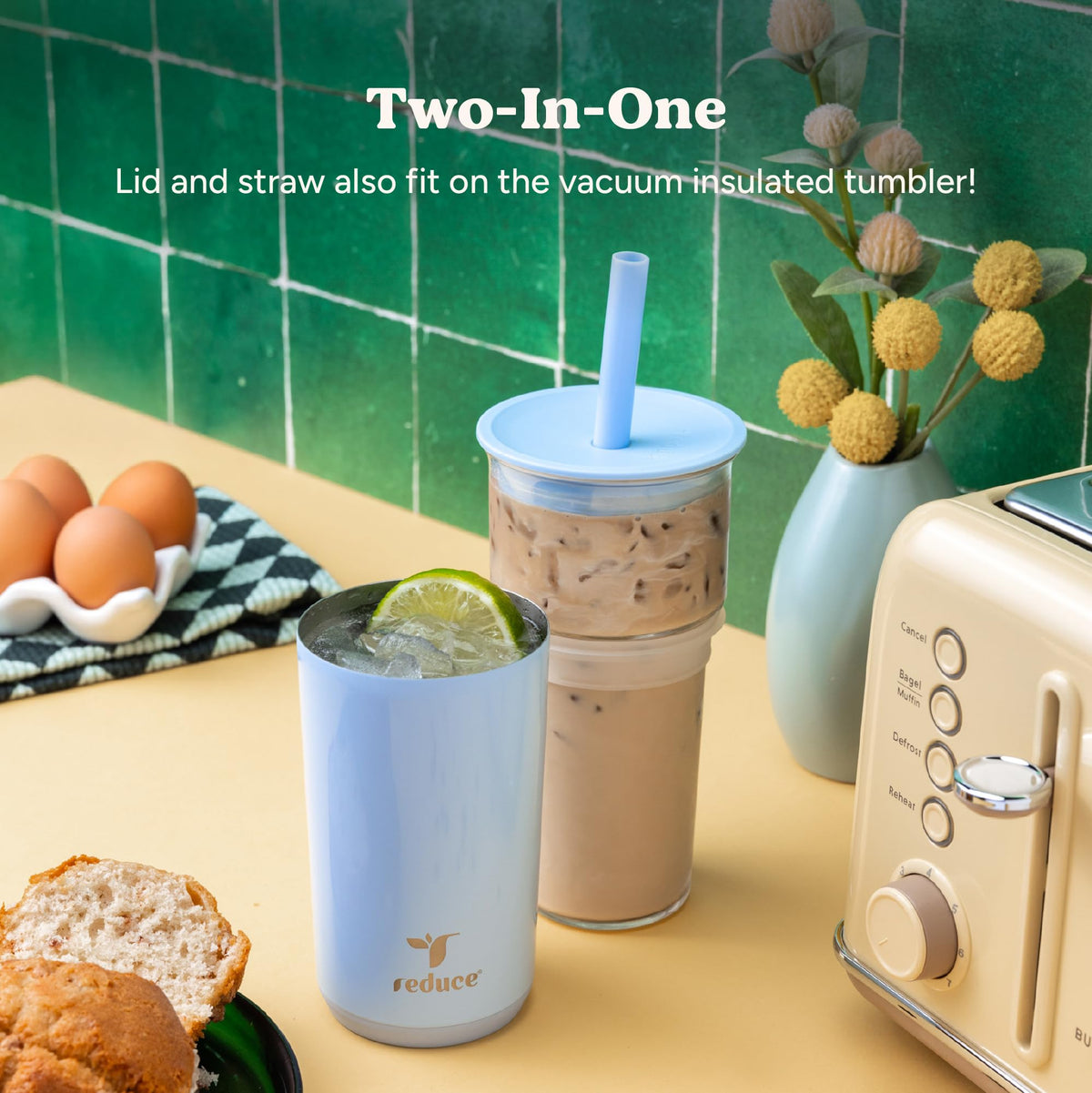 20oz Vacuum Insulated Glass Tumbler with Straw & Lid U439684
