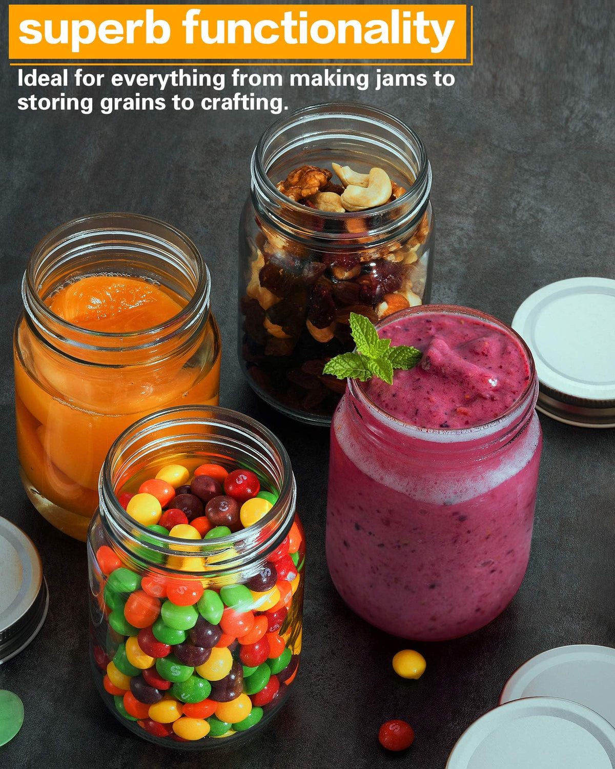 12 oz Glass Canning Jars 6 Pack M82188
