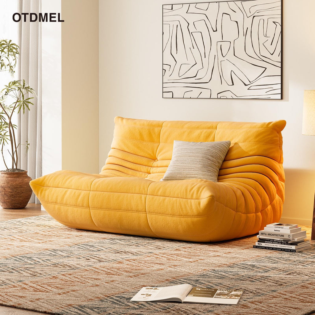 Yellow Suede Memory Foam Loveseat Bean Bag Chair O1895