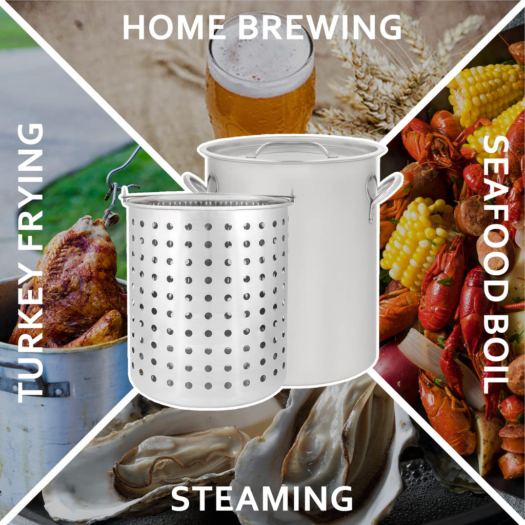 42 QT Stainless Steel Stock Pot with Basket H58348