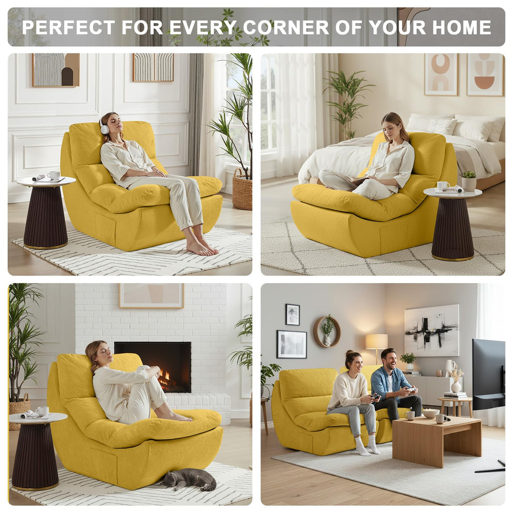Set of 2 Yellow Anti Cat Scratch Bean Bag Chairs U4301
