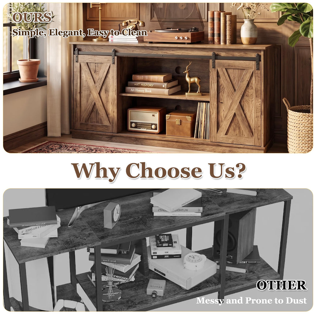 65 Inch Rustic Brown Farmhouse TV Stand X54535
