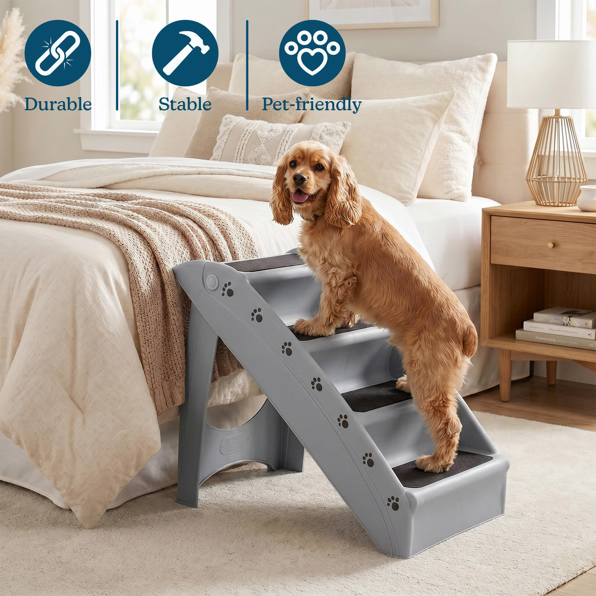 Lightweight Durable Plastic Dog Stairs V946