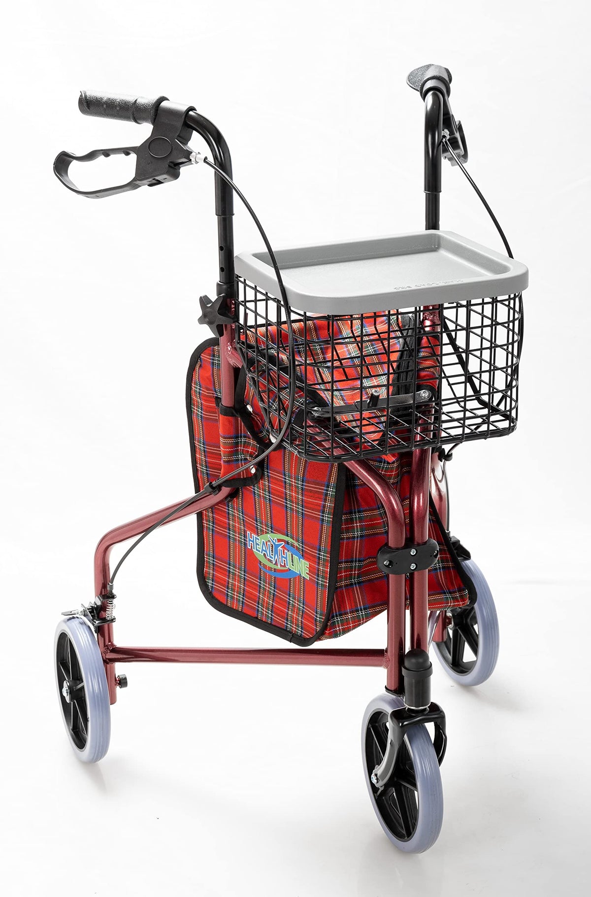 Aluminum 3 Wheels Foldable Rollator Walker with Basket Q61074