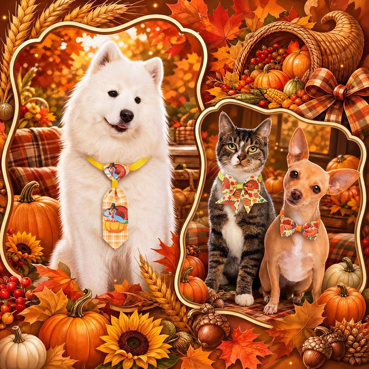 Fall Dog Bow Ties Collars 360 Pcs Y29508