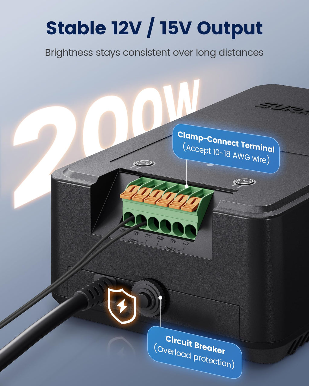 Wi-Fi Low Voltage Landscape Transformer with 2 Zones, 12V 15V AC N9729