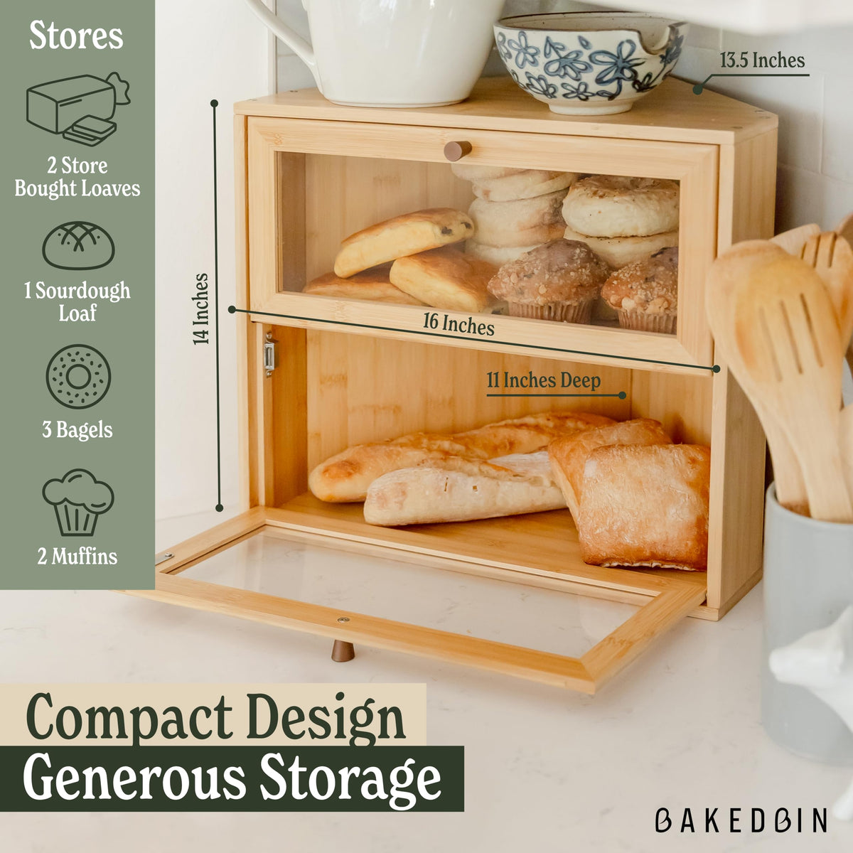 Bamboo Wooden Bread Box F51089