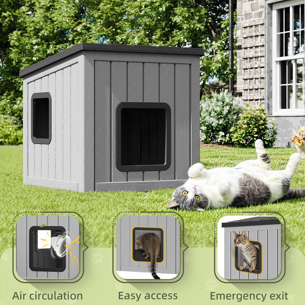 Weatherproof Outdoor Cat House with Air Holes H599137