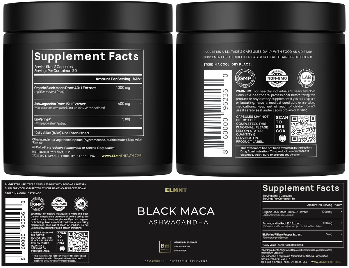 Organic Black Maca Root with Ashwagandha X4802