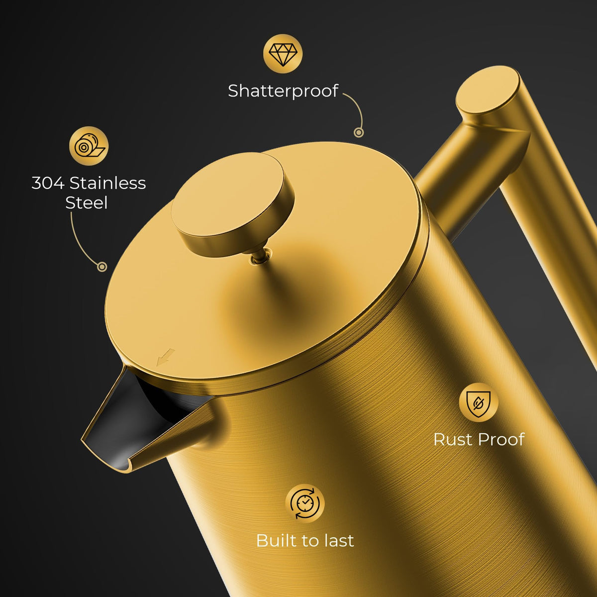 Stainless Steel Double Wall Insulated French Press 34 Oz C14953