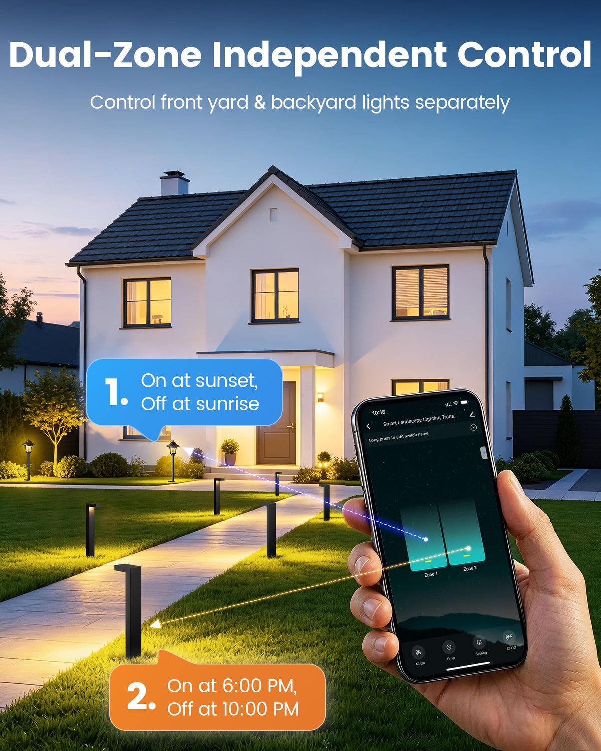 Wi-Fi Low Voltage Landscape Transformer with 2 Zones, 12V 15V AC N9729
