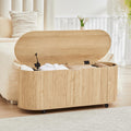 Natural Fluted Storage Bench with 4 Wheels N4400