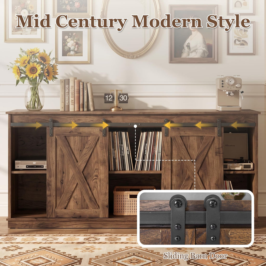65 Inch Rustic Brown Farmhouse TV Stand X54535