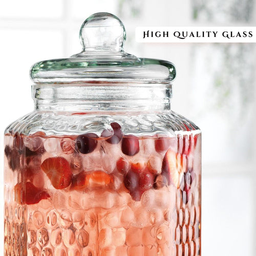 1 Gallon Glass Beverage Dispenser with Spigot Set of 2 Y1789