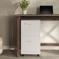 White 2-Drawer Wooden File Cabinet with Lock X7475