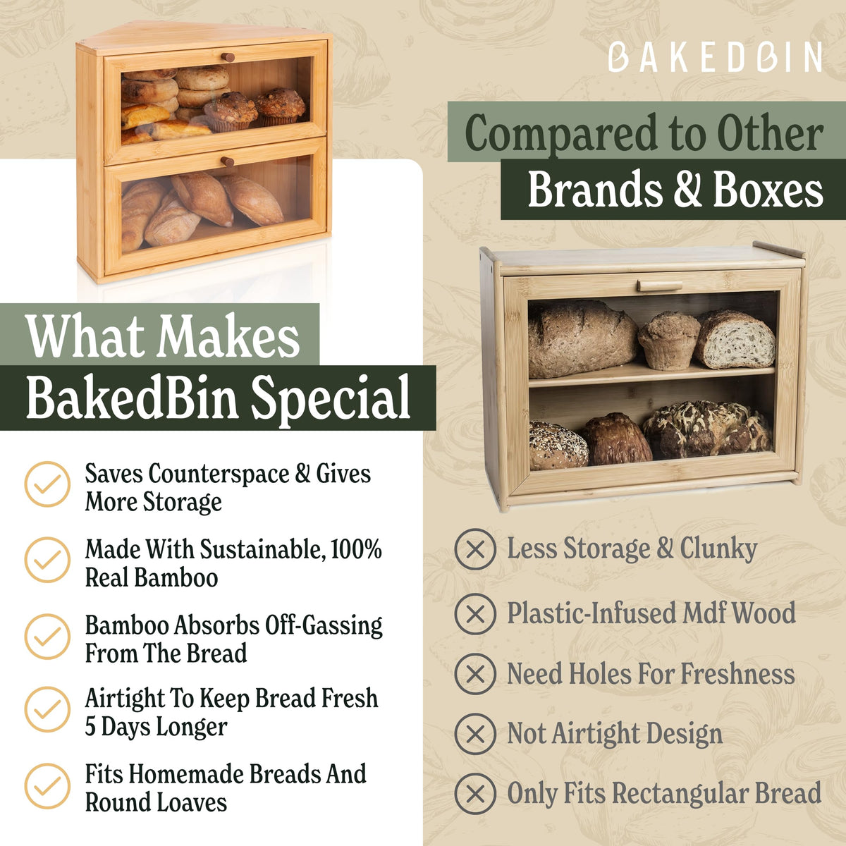 Bamboo Wooden Bread Box F51089