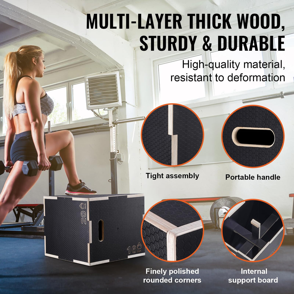 3 in 1 Wood Plyometric Jump Box U6652