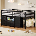 Black Twin Size Low Loft Bed with 8 Storage Drawers T719