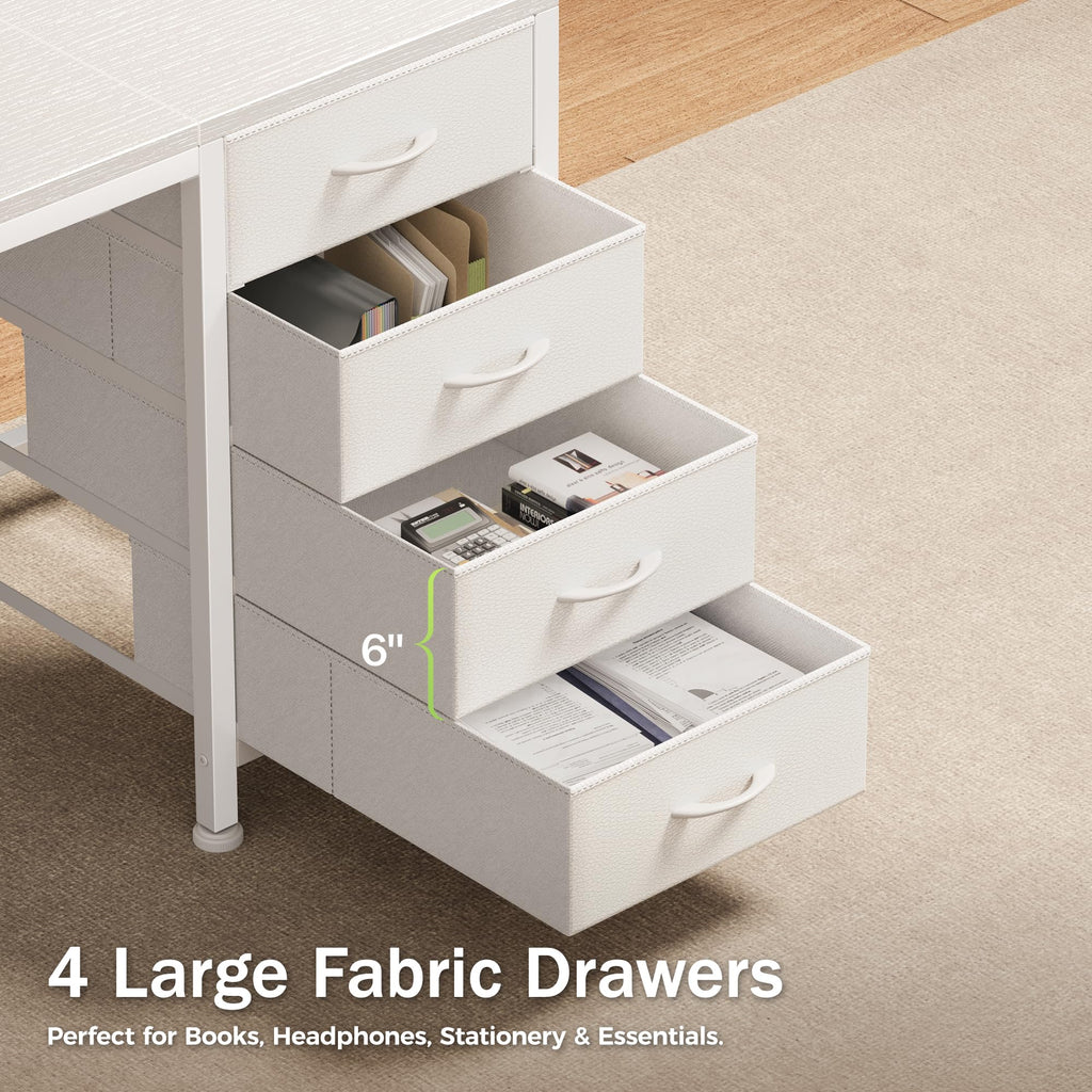 55.1 Inch White Desk with Power Outlets and USB-C Port X74268