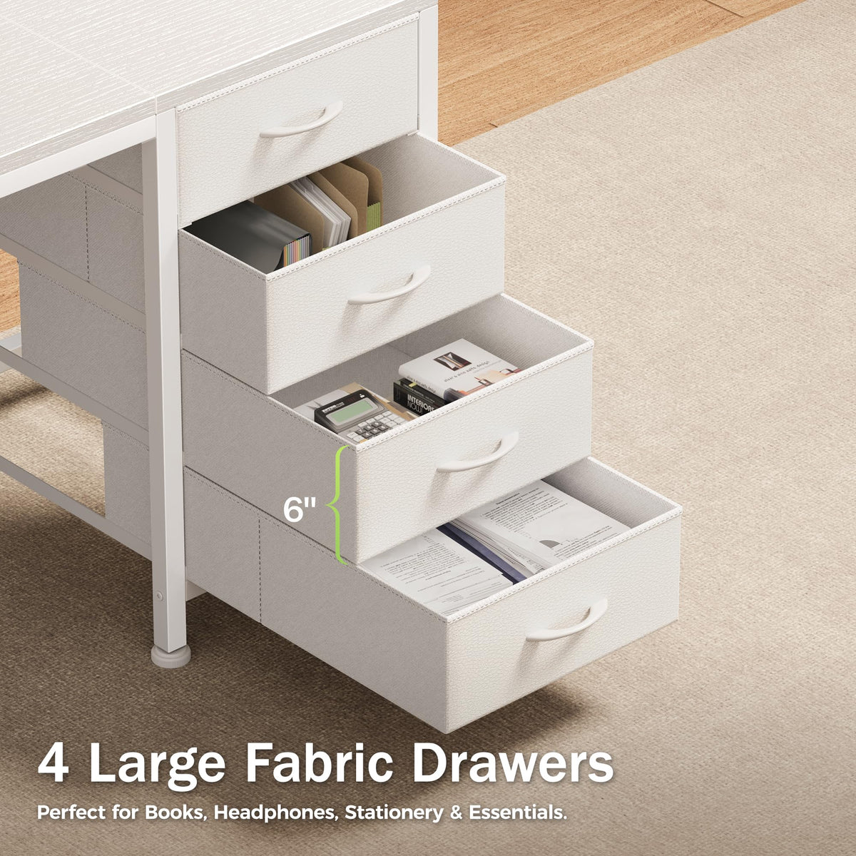 55.1 Inch White Desk with Power Outlets and USB-C Port X74268
