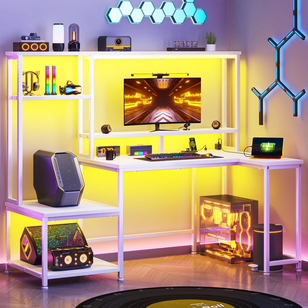 White Computer Desk with Hutch T620