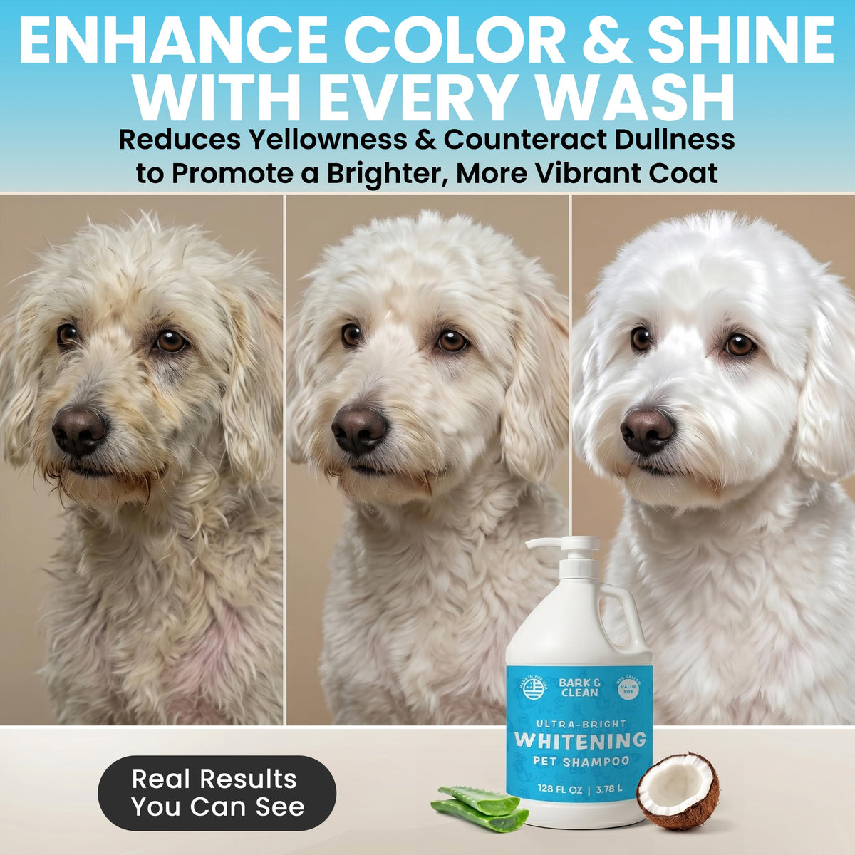 Whitening Dog Shampoo with Pump, 1 Gallon Aloe Coconut P334
