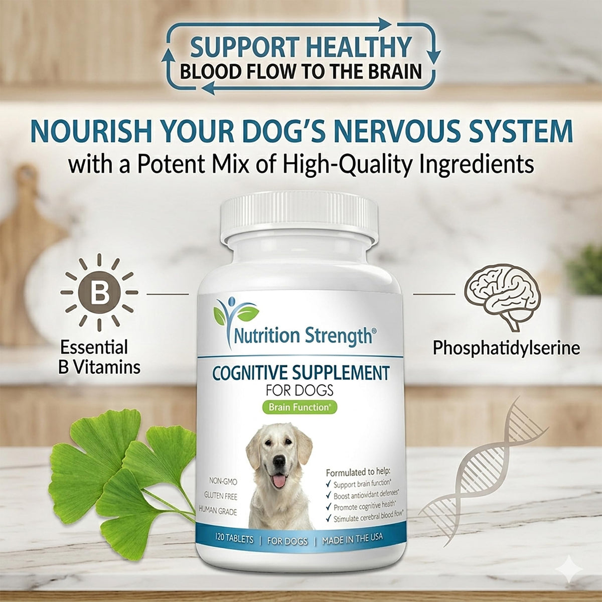 120 Chewable Tablets Cognitive Support Dog Supplement G4048