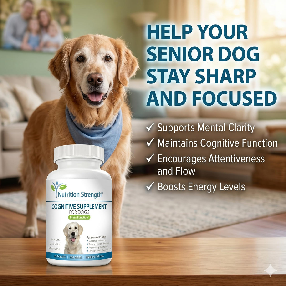 120 Chewable Tablets Cognitive Support Dog Supplement G4048