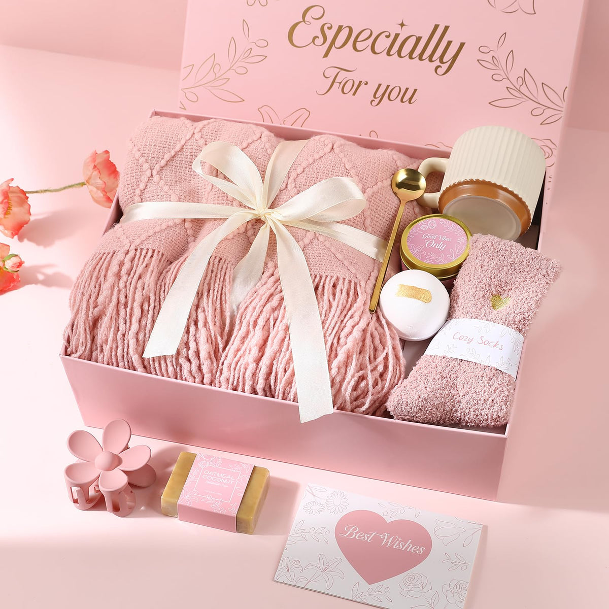 Get Well Soon Gifts Baskets for Women (Pink) U3441