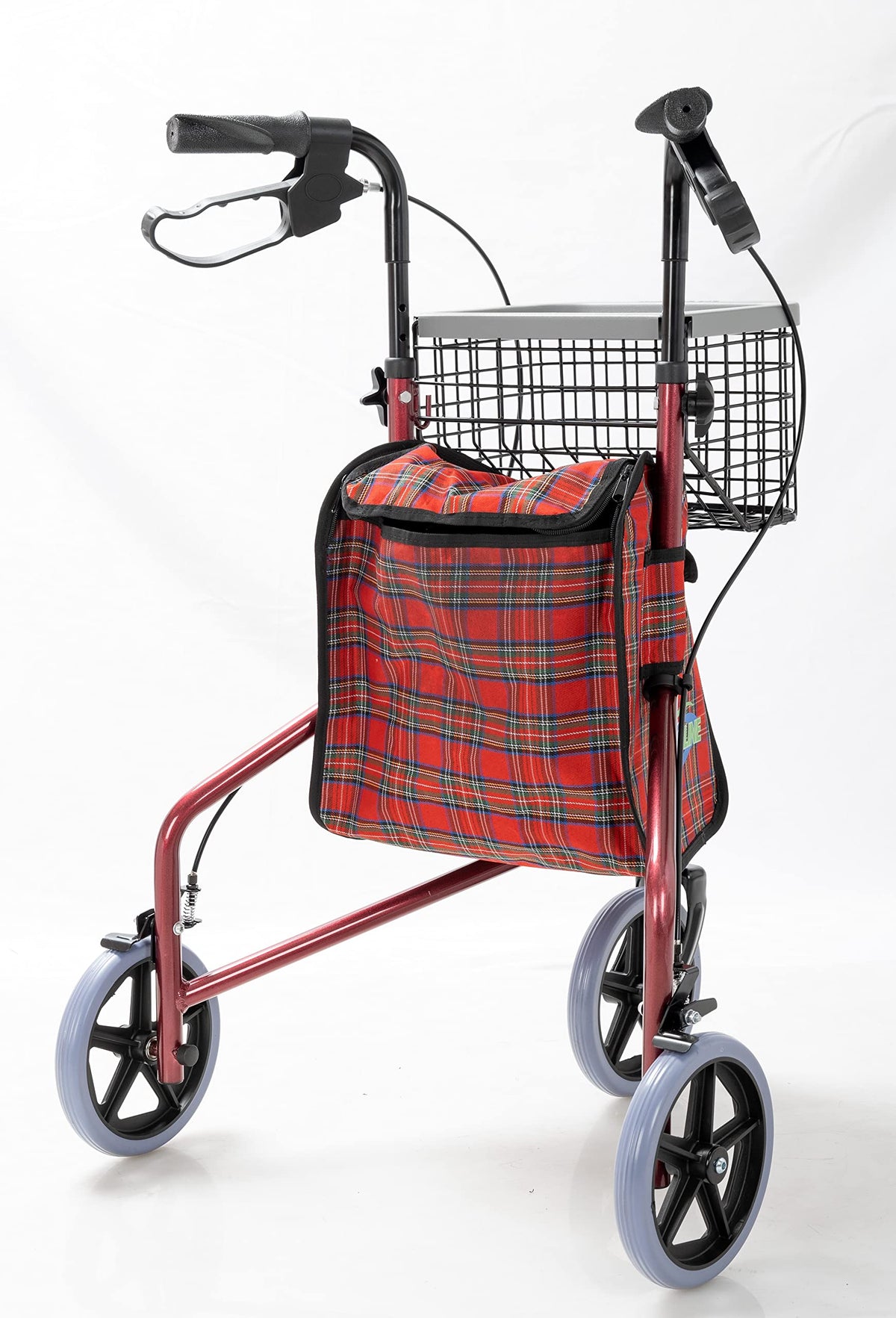 Aluminum 3 Wheels Foldable Rollator Walker with Basket Q61074