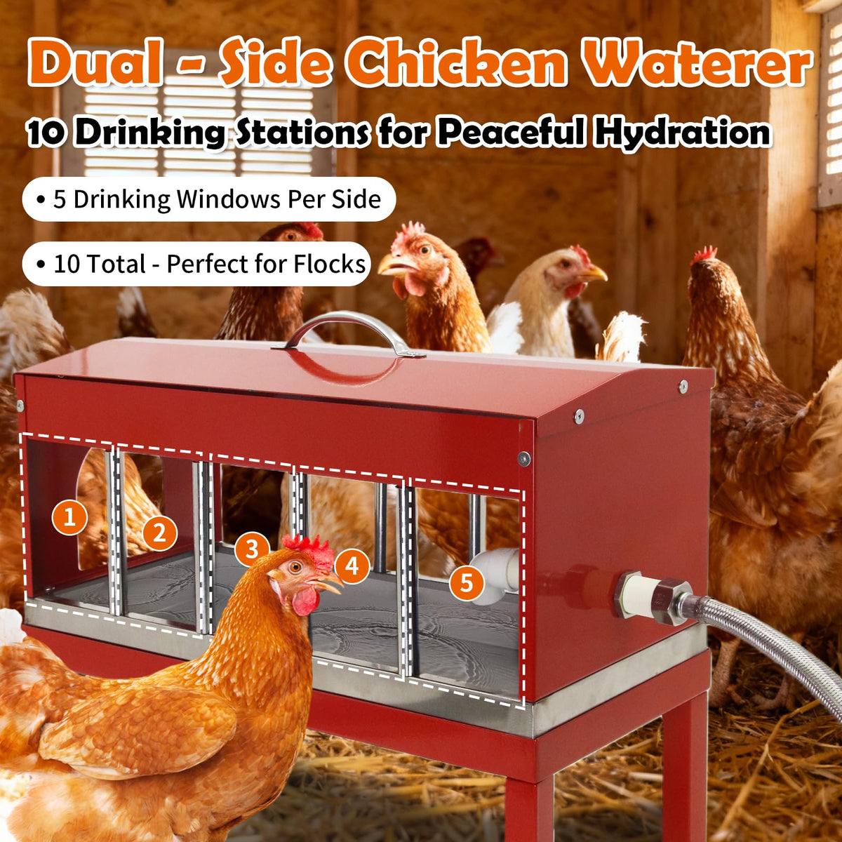Automatic Stainless Steel Poultry Waterer with Float Valve J199190